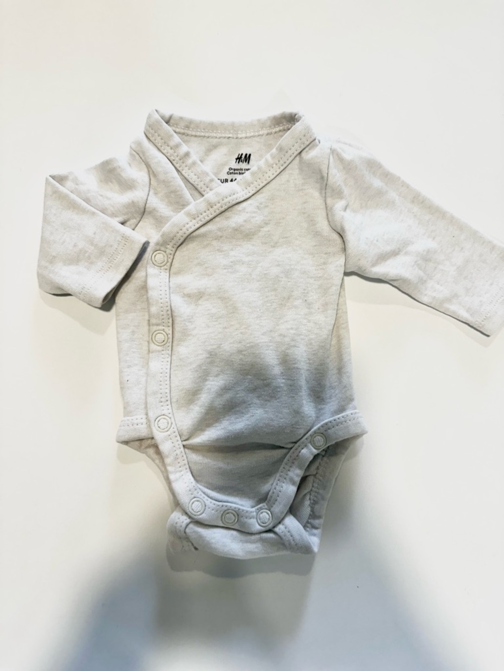 H&M Light Cream Wrap-Front Long-Sleeve Baby Bodysuit